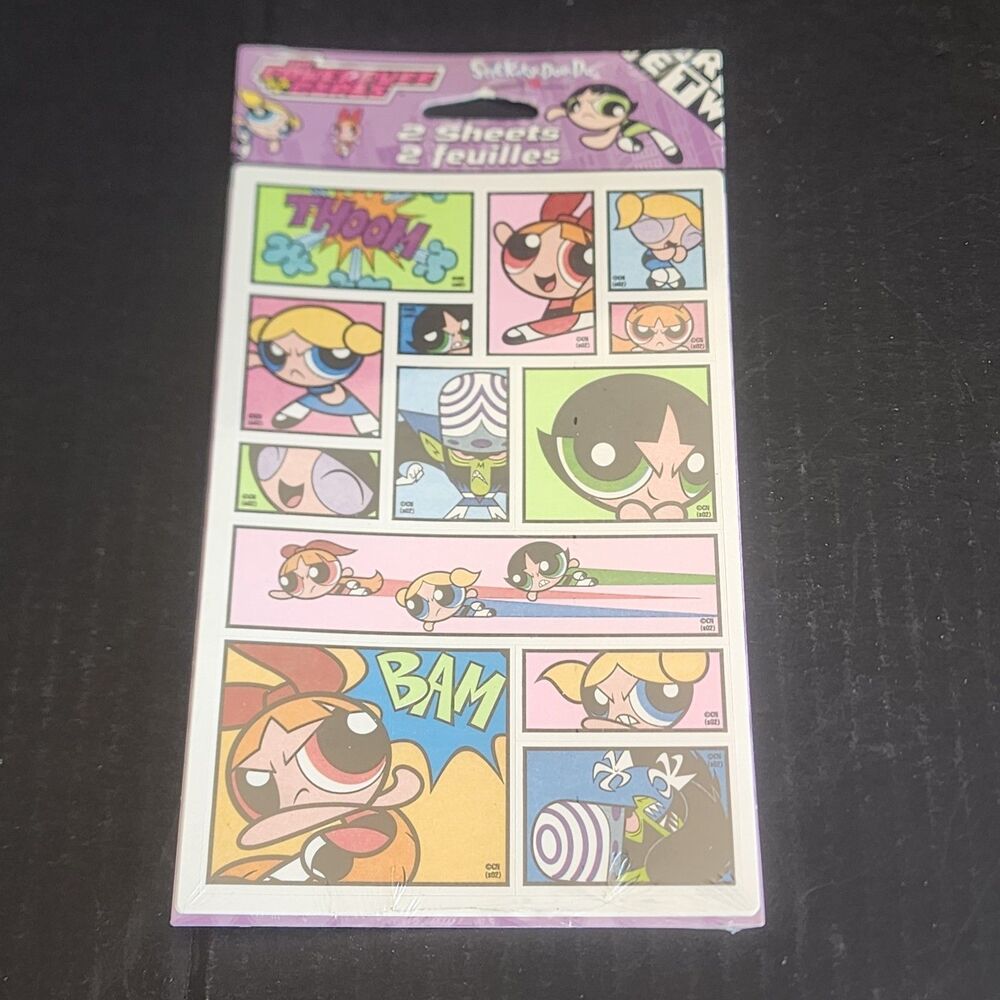 Vintage The Powerpuff Girls 2 Sticker Sheets Set - Blossom Bubbles Buttercup...
